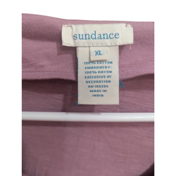 Pretty purple cotton sleeveless shell/tank w/ embroidery & beads by Sundance XL - Picture 2 of 7